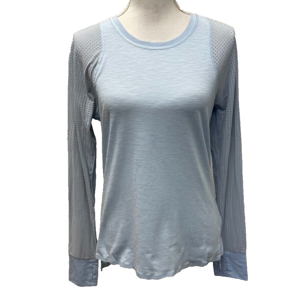 Sweaty Betty Mesh Long Sleeve T Shirt Womens Medium Blue Activewear Workout‎ Gym